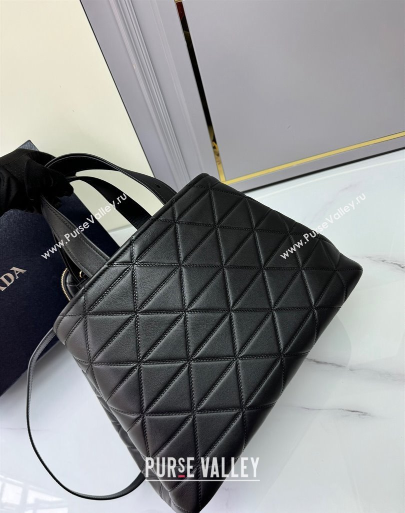 Prada Large quilted leather tote bag Black 2024 1BG547 (YZ-240827066)