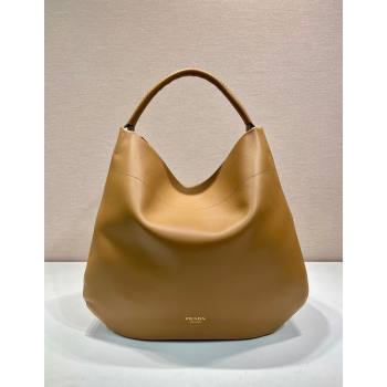 Prada Large leather hobo shoulder bag Caramel Brown 2024 1BC219 (YZ-240827067)