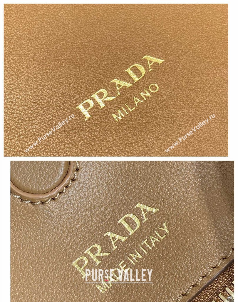 Prada Large leather hobo shoulder bag Caramel Brown 2024 1BC219 (YZ-240827067)