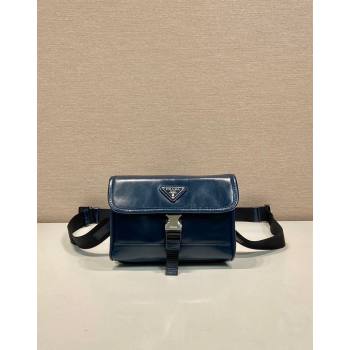 Prada Shiny Leather smartphone case mini bag Denim Blue 2024 2ZH108 (YZ-240827069)