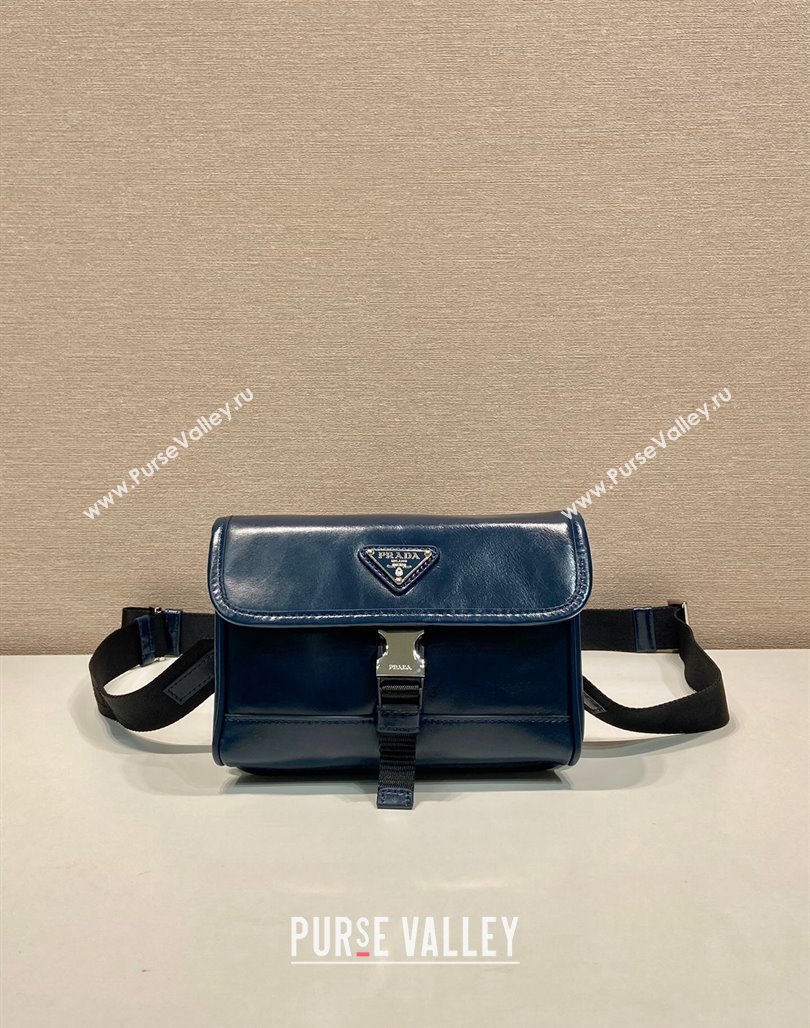 Prada Shiny Leather smartphone case mini bag Denim Blue 2024 2ZH108 (YZ-240827069)