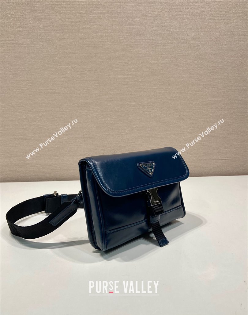 Prada Shiny Leather smartphone case mini bag Denim Blue 2024 2ZH108 (YZ-240827069)