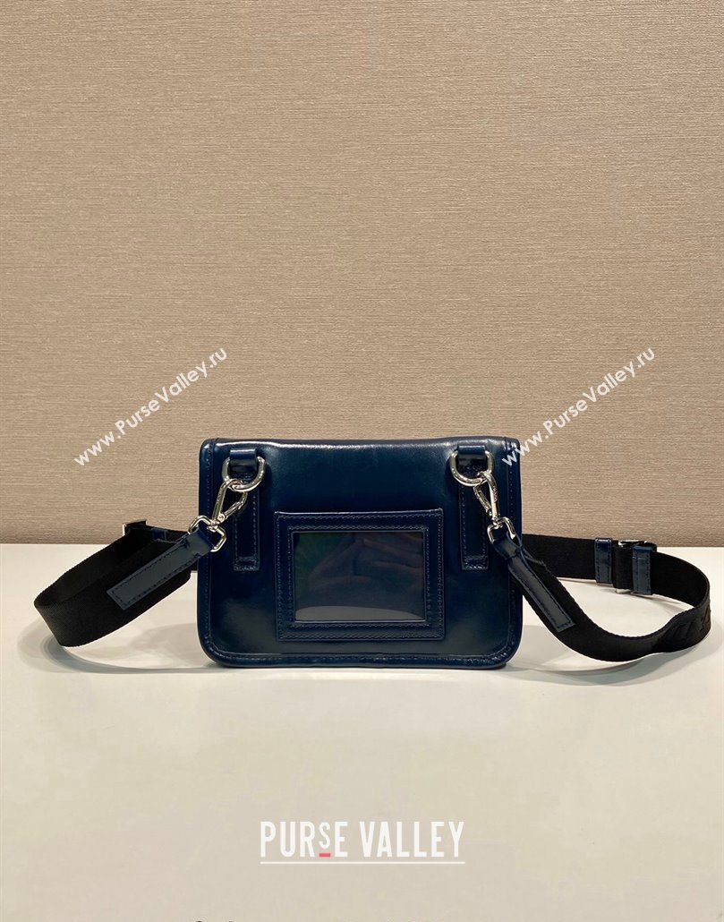 Prada Shiny Leather smartphone case mini bag Denim Blue 2024 2ZH108 (YZ-240827069)