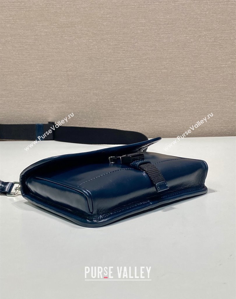 Prada Shiny Leather smartphone case mini bag Denim Blue 2024 2ZH108 (YZ-240827069)