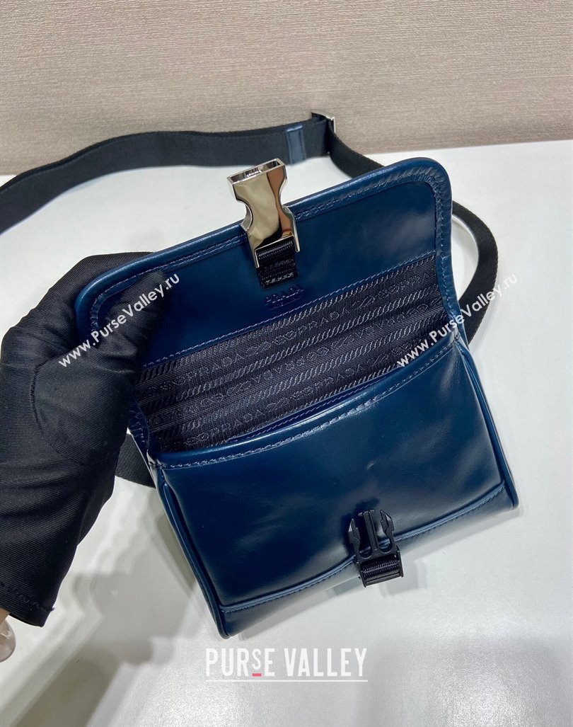 Prada Shiny Leather smartphone case mini bag Denim Blue 2024 2ZH108 (YZ-240827069)