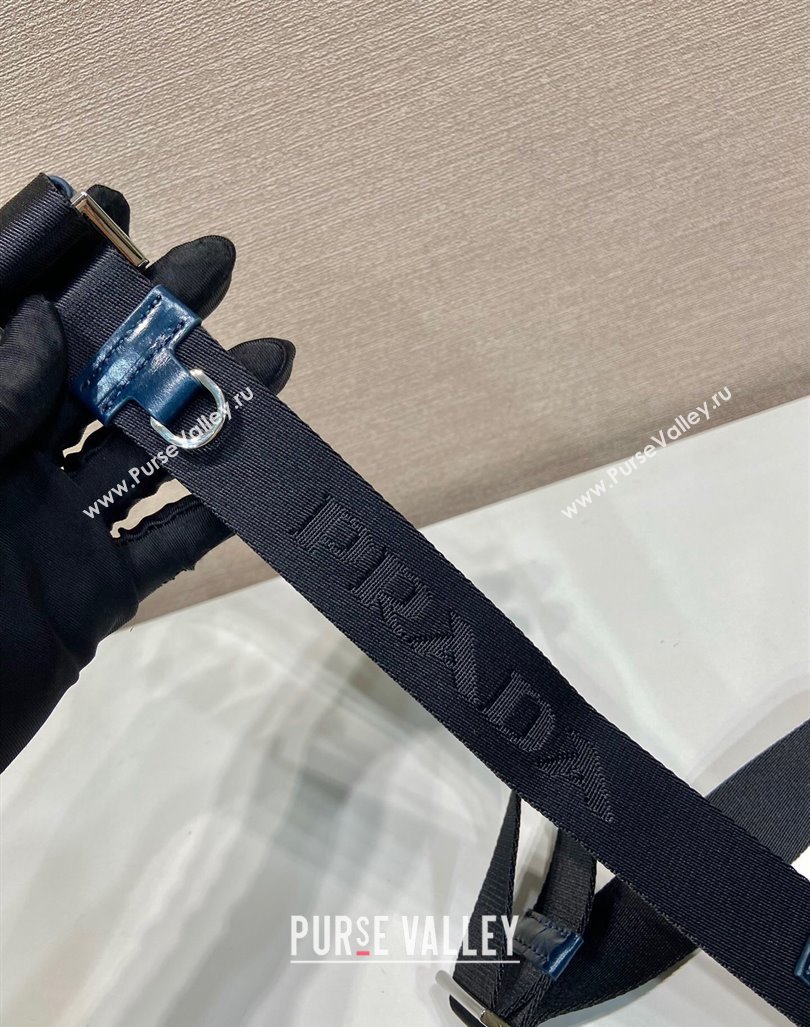 Prada Shiny Leather smartphone case mini bag Denim Blue 2024 2ZH108 (YZ-240827069)