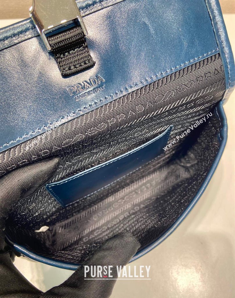Prada Shiny Leather smartphone case mini bag Denim Blue 2024 2ZH108 (YZ-240827069)
