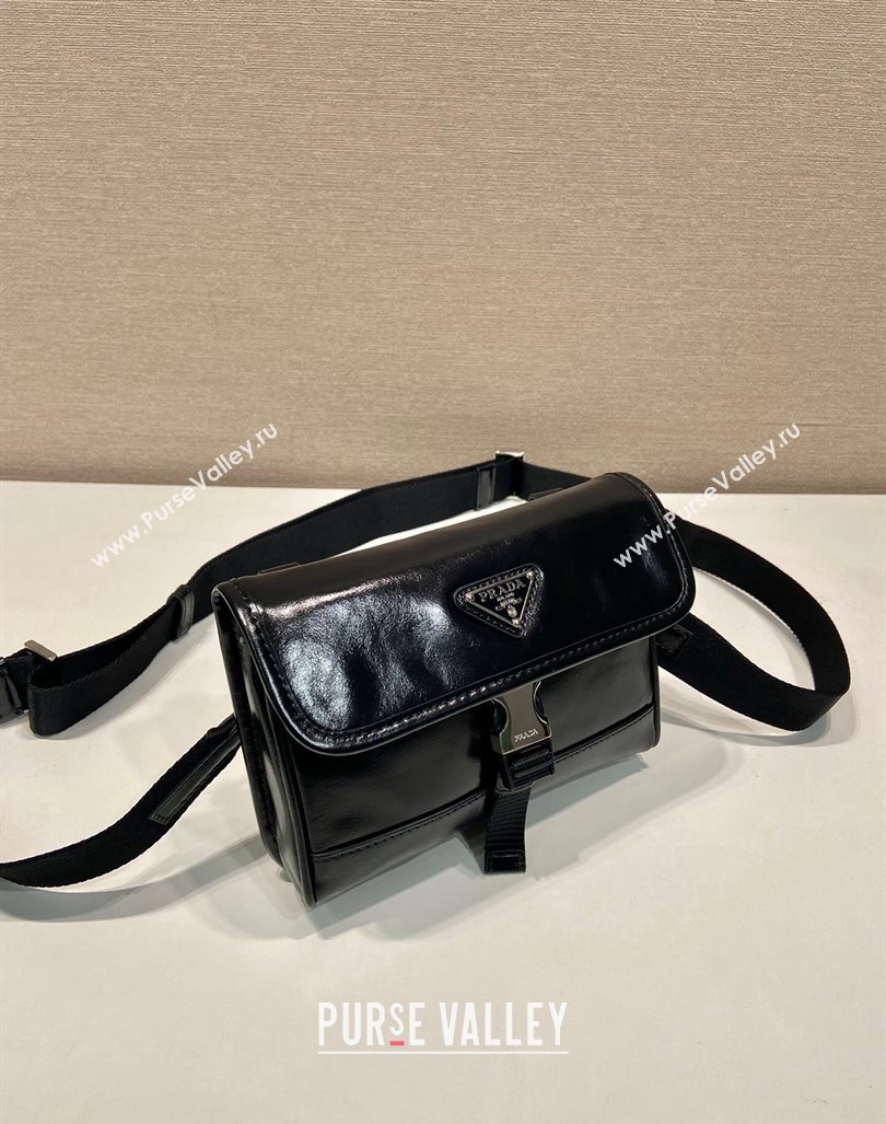 Prada Shiny Leather smartphone case mini bag Black 2024 2ZH108 (YZ-240827070)