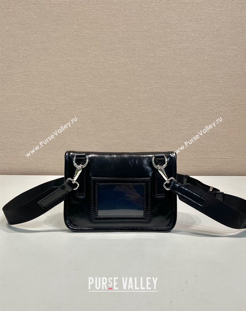 Prada Shiny Leather smartphone case mini bag Black 2024 2ZH108 (YZ-240827070)