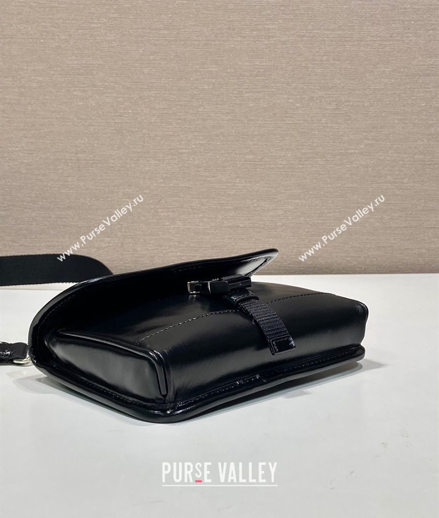 Prada Shiny Leather smartphone case mini bag Black 2024 2ZH108 (YZ-240827070)