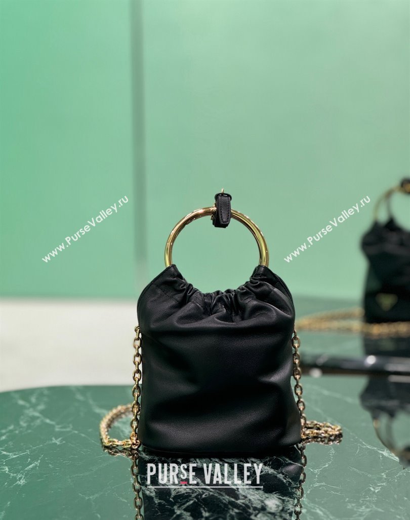 Prada Nappa leather mini bucket bag 1BC227 black 2024 (YZ-240827072)