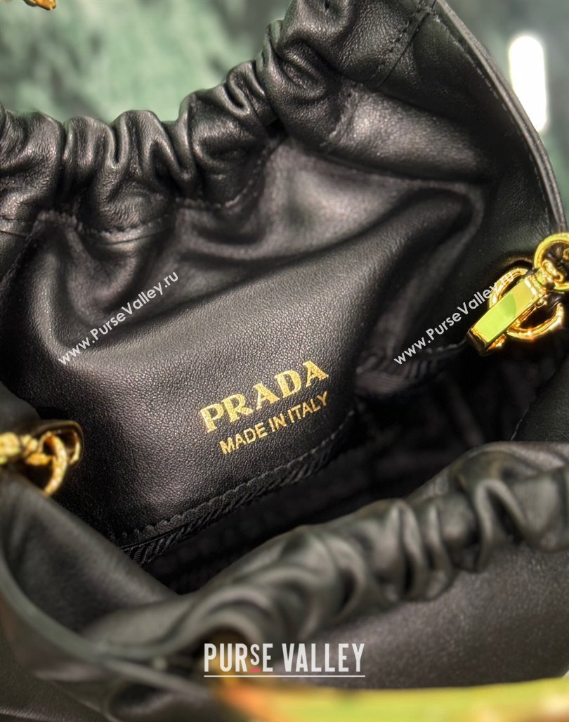 Prada Nappa leather mini bucket bag 1BC227 black 2024 (YZ-240827072)