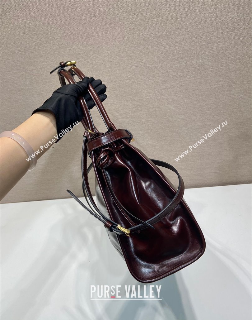 Prada Large leather handbag 1BA433 Dark Brown 2024 (YZ-240827075)