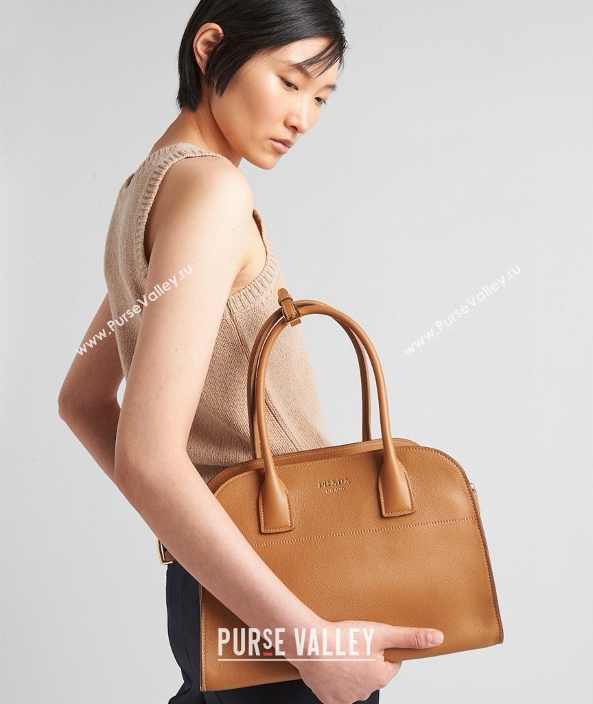 Prada Medium leather tote bag Caramel Brown 2024 1BG538 (YZ-240827057)