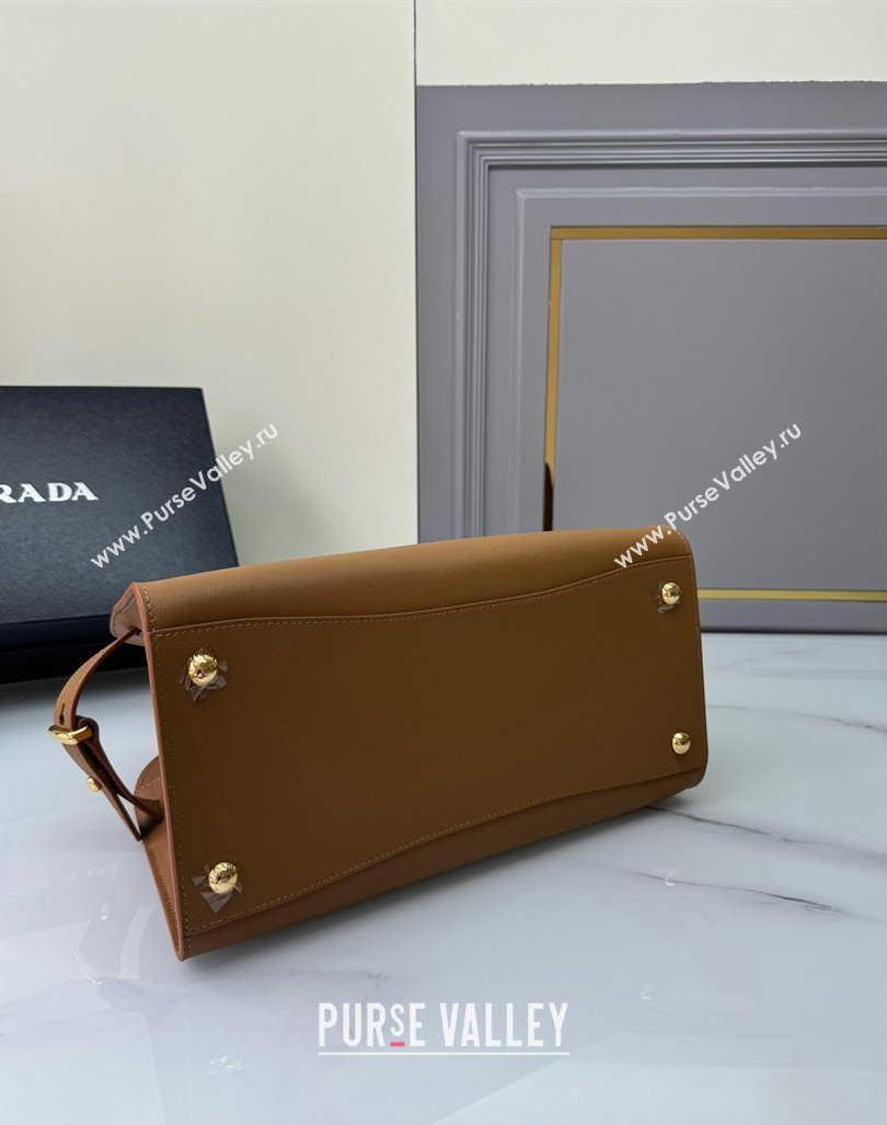 Prada Medium leather tote bag Caramel Brown 2024 1BG538 (YZ-240827057)