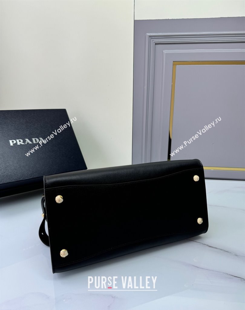 Prada Medium leather tote bag Black 2024 1BG538 (YZ-240827058)