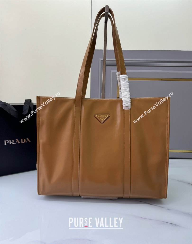 Prada Large Leather Tote bag Brown 2024 1BG460 (YZ-240827059)