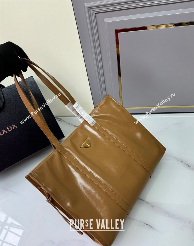 Prada Large Leather Tote bag Brown 2024 1BG460 (YZ-240827059)