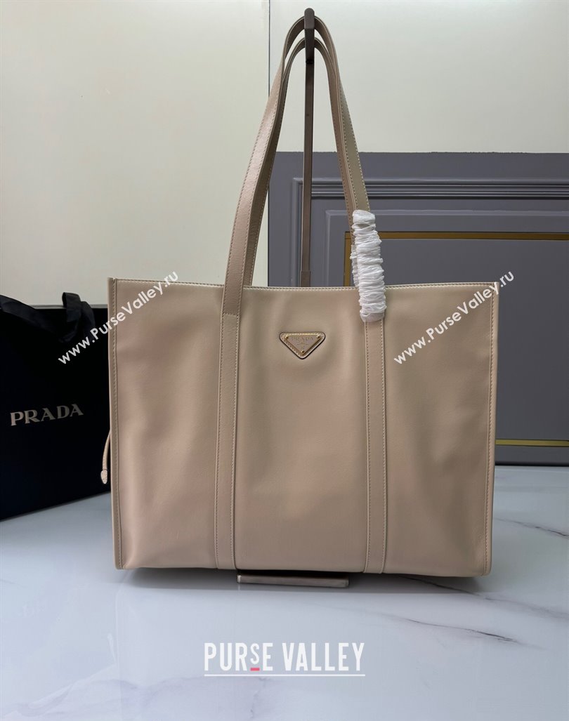 Prada Large Leather Tote bag Travertine Nude 2024 1BG460 (YZ-240827060)
