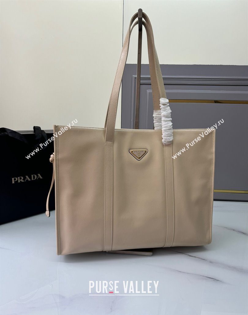 Prada Large Leather Tote bag Travertine Nude 2024 1BG460 (YZ-240827060)