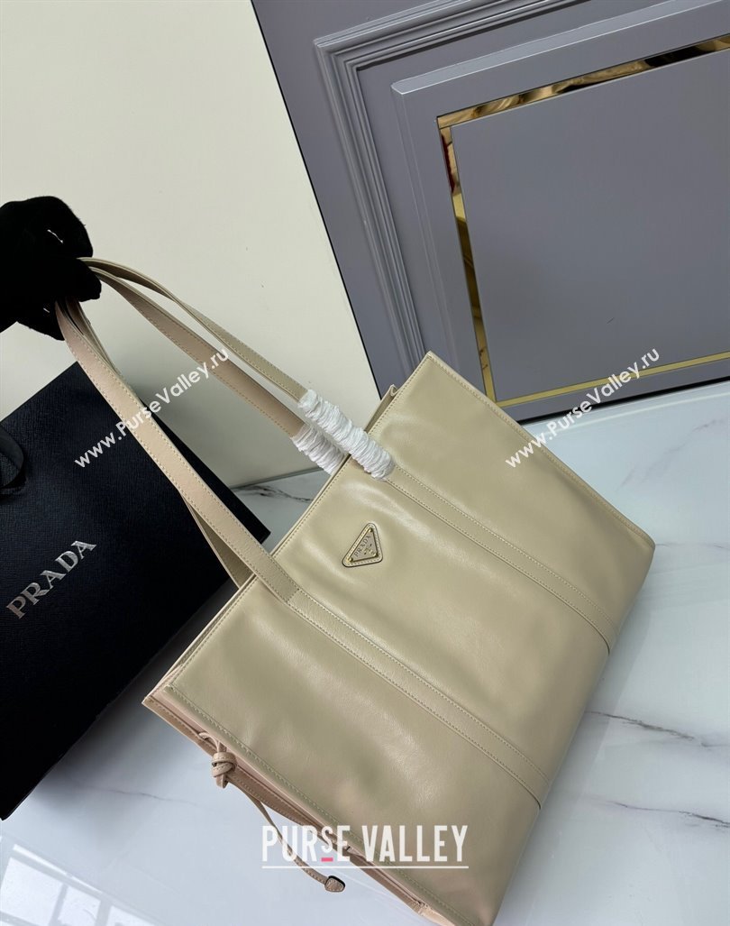 Prada Large Leather Tote bag Travertine Nude 2024 1BG460 (YZ-240827060)
