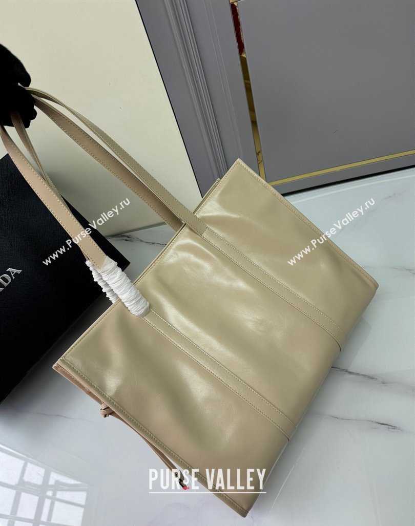 Prada Large Leather Tote bag Travertine Nude 2024 1BG460 (YZ-240827060)