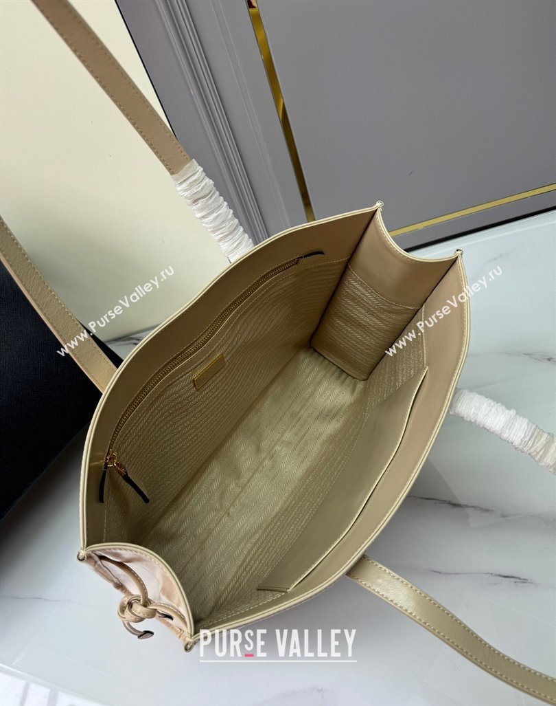 Prada Large Leather Tote bag Travertine Nude 2024 1BG460 (YZ-240827060)
