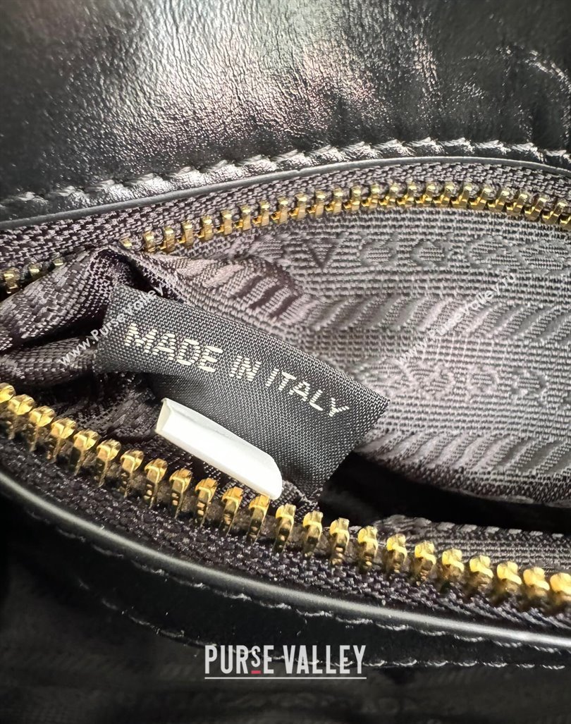 Prada Medium shiny leather shoulder bag black 2024 1BD376 (YZ-240827062)