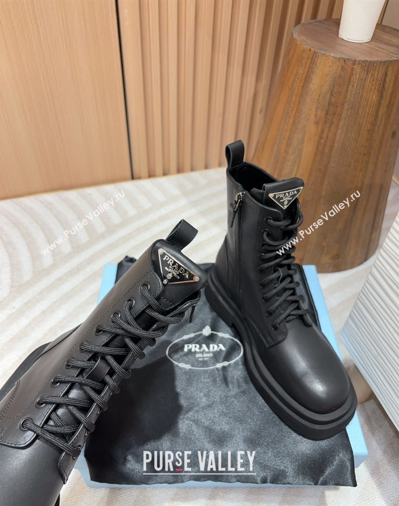 Prada Calf Leather laced up Ankle Boots 5cm Black 2024 PR090408 (MD-240904031)