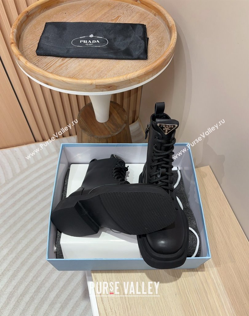 Prada Calf Leather laced up Ankle Boots 5cm Black 2024 PR090408 (MD-240904031)