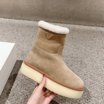 Prada Suede Platform Ankle Boots Beige 2024 PR090301 (SS-240903116)