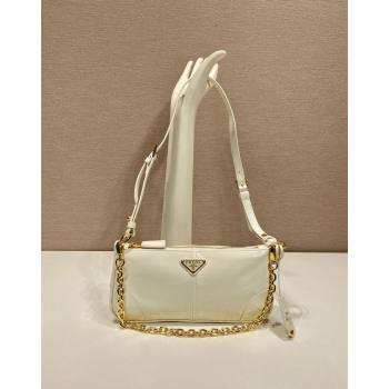 Prada Re-Edition 2002 medium leather hobo shoulder bag 1BC221 White 2024 (YZ-240923010)