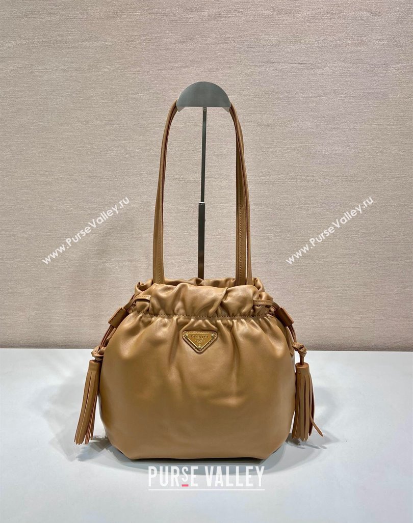 Prada Lambskin Bucket bag Brown 2024 1BG541 (YZ-240923016)