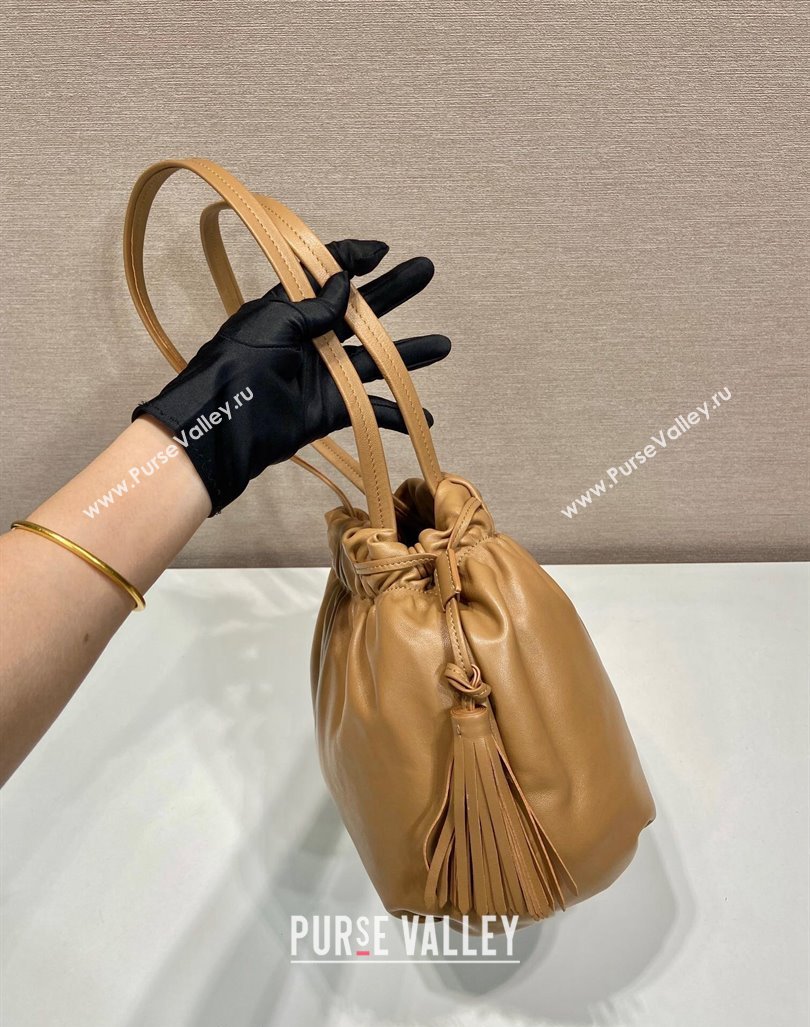 Prada Lambskin Bucket bag Brown 2024 1BG541 (YZ-240923016)