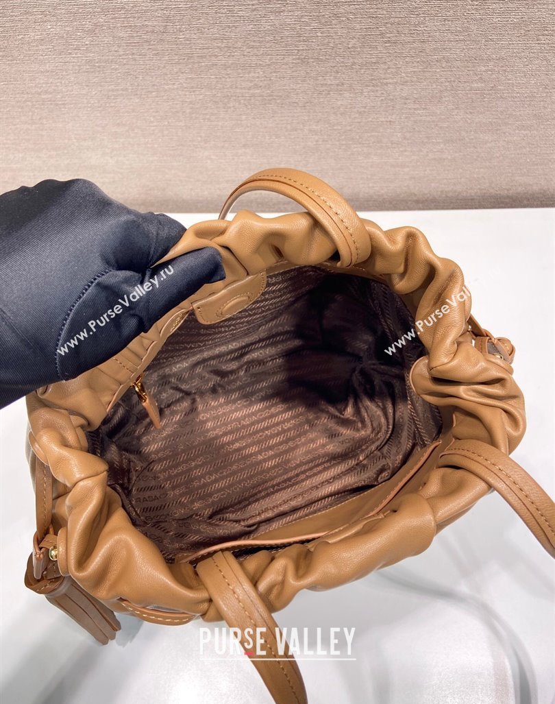 Prada Lambskin Bucket bag Brown 2024 1BG541 (YZ-240923016)