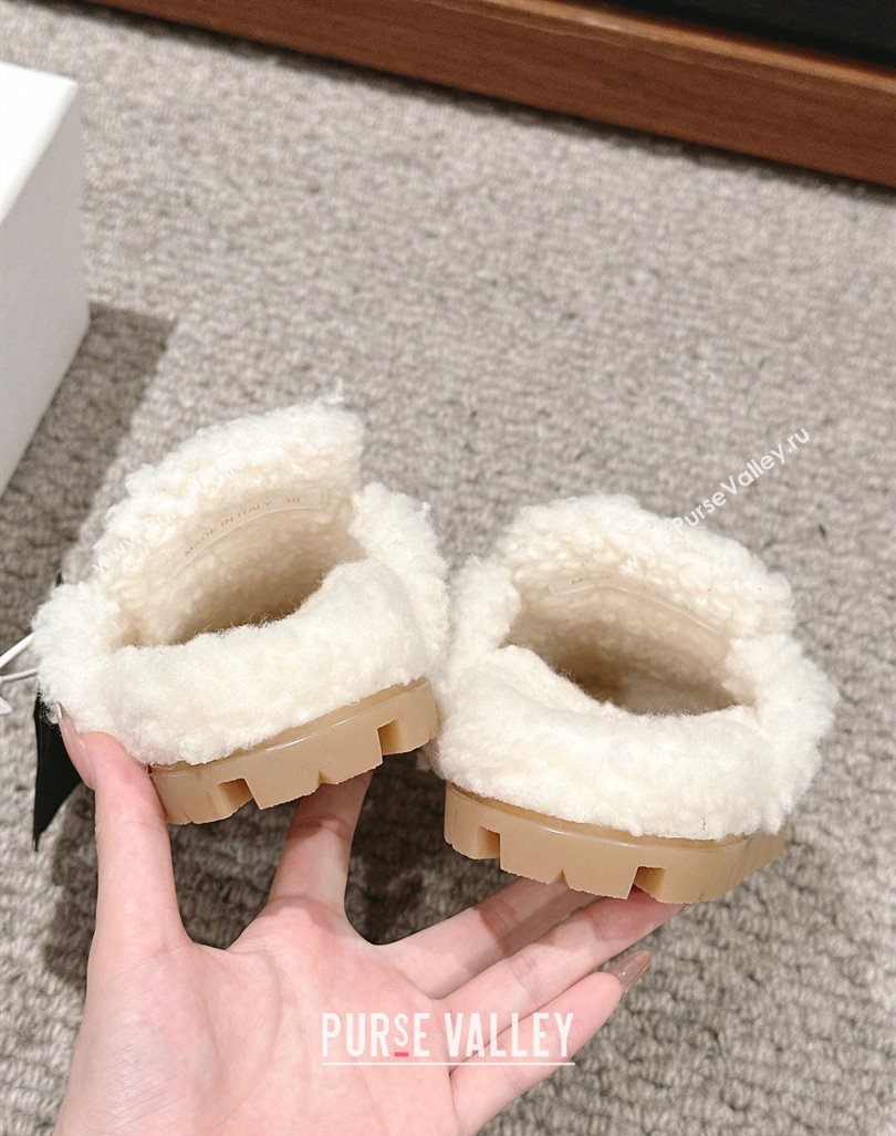 Prada Suede and shearling slippers Beige 2024 PR101107 (SS-241011110)