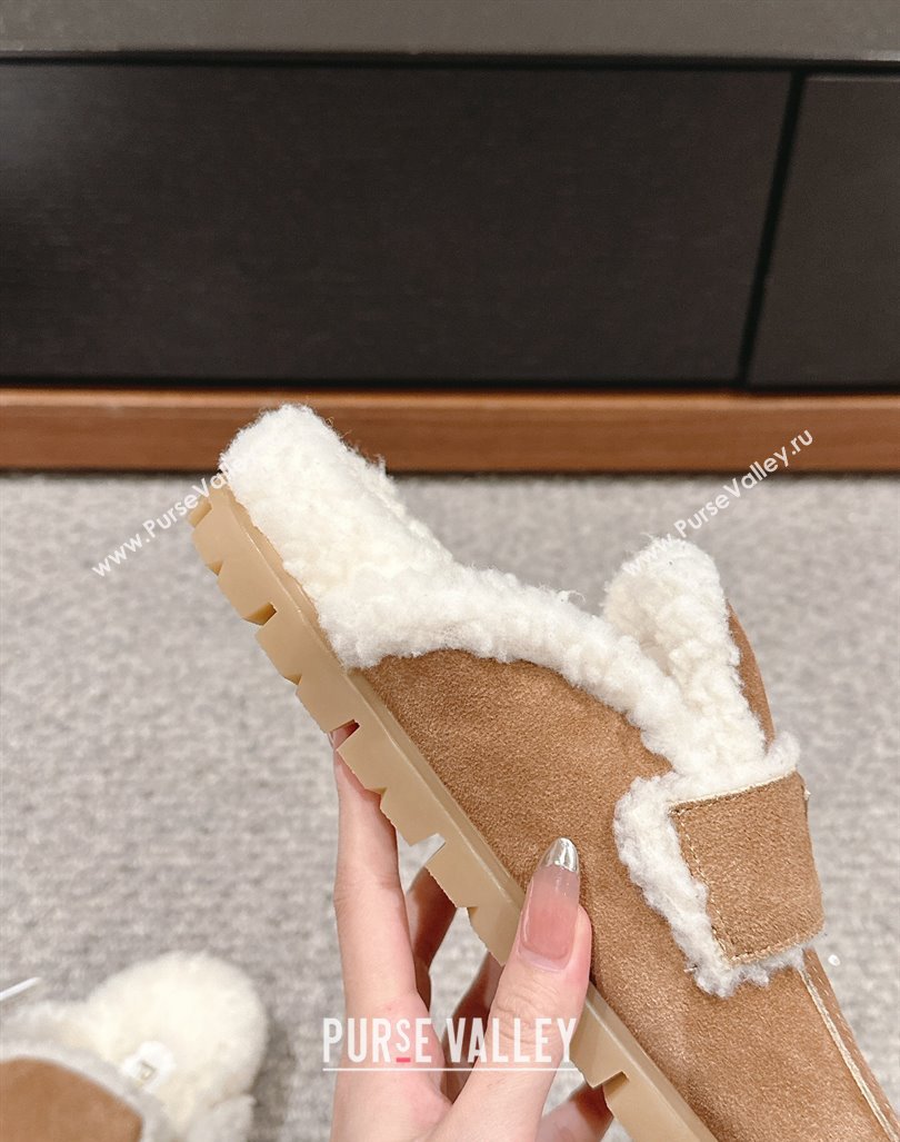 Prada Suede and shearling slippers Brown 2024 PR101107 (SS-241011111)