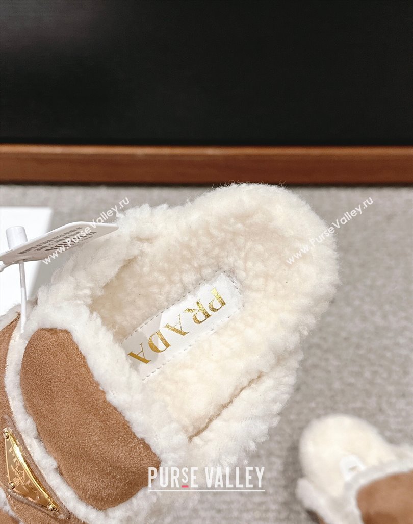 Prada Suede and shearling slippers Brown 2024 PR101107 (SS-241011111)