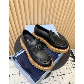 Prada Leather loafers 5cm Black 2024 PR101103 (KER-241011093)