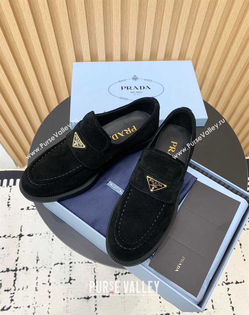 Prada Suede loafers Black 2024 PR101104 (KER-241011095)