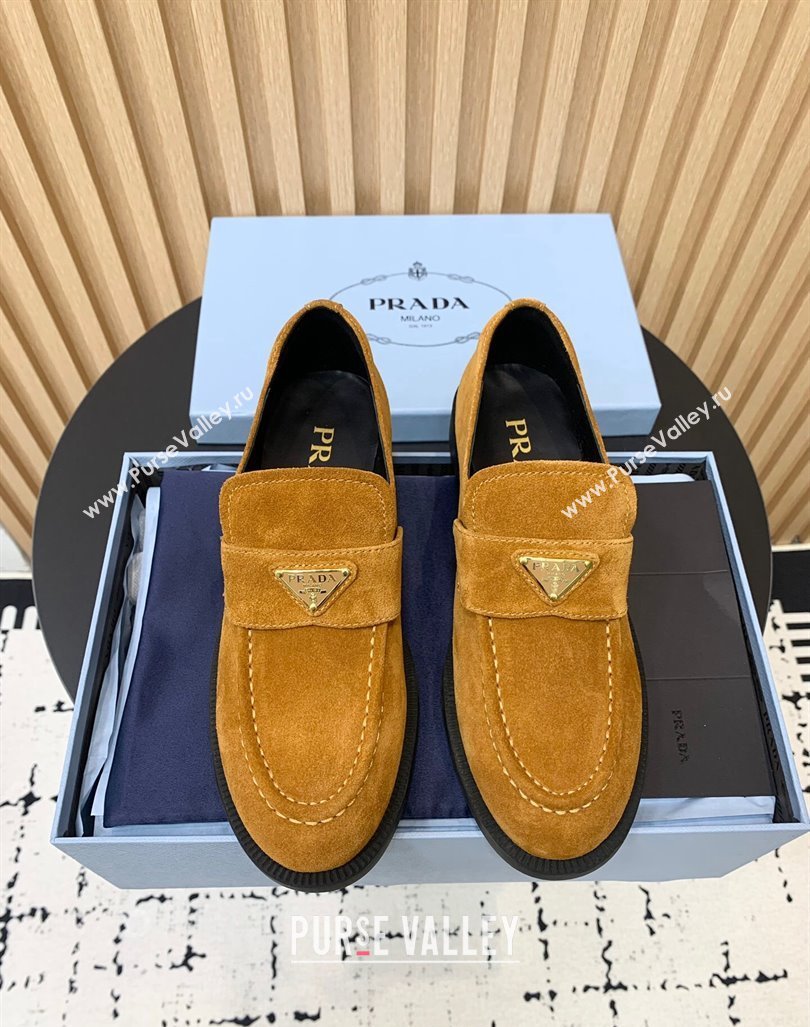 Prada Suede loafers Brown Yellow 2024 PR101104 (KER-241011097)