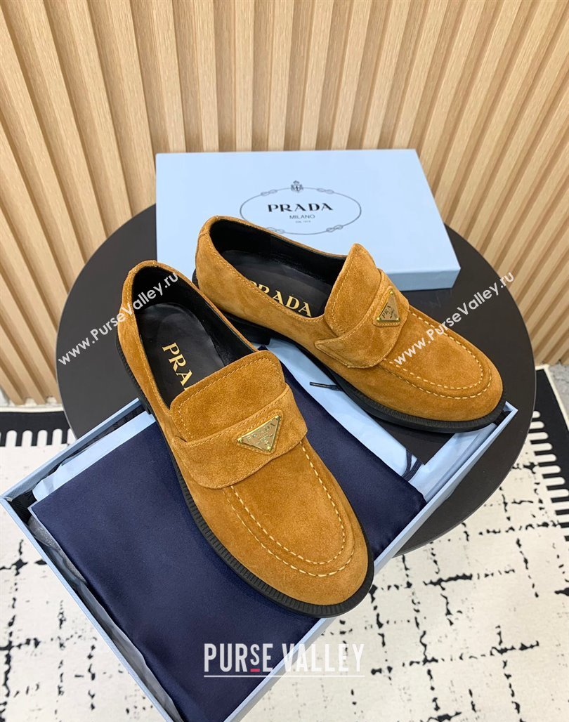 Prada Suede loafers Brown Yellow 2024 PR101104 (KER-241011097)