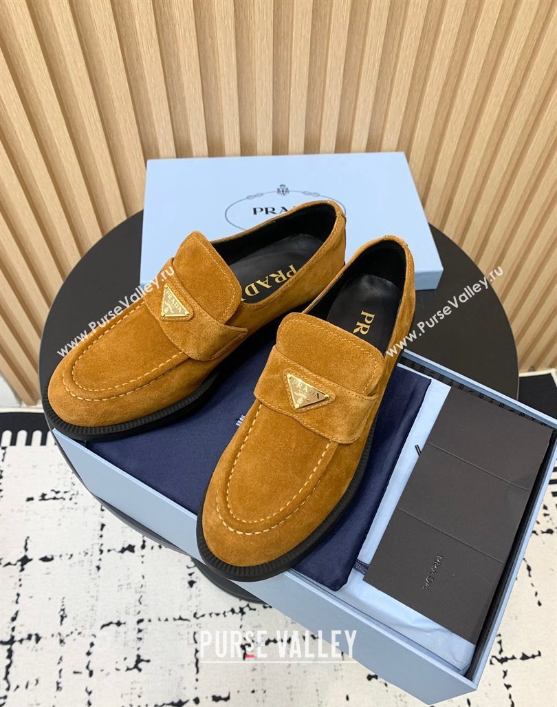 Prada Suede loafers Brown Yellow 2024 PR101104 (KER-241011097)