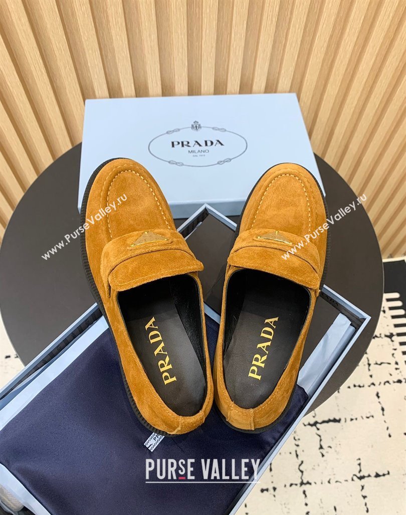 Prada Suede loafers Brown Yellow 2024 PR101104 (KER-241011097)