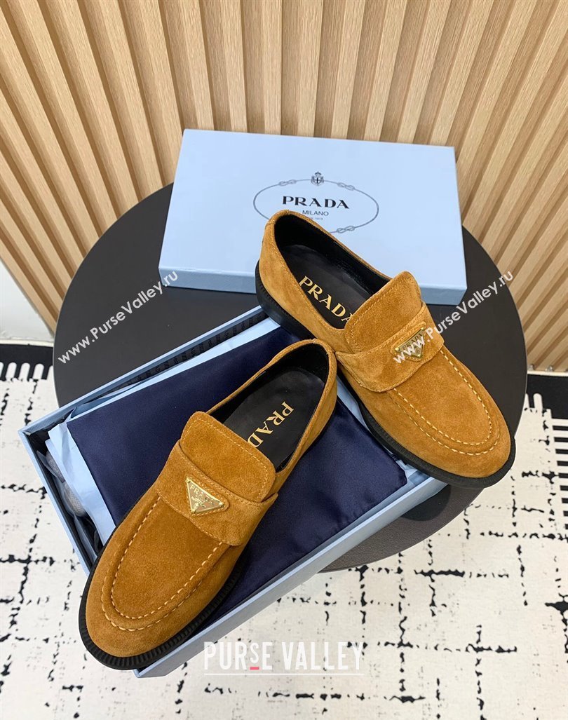 Prada Suede loafers Brown Yellow 2024 PR101104 (KER-241011097)