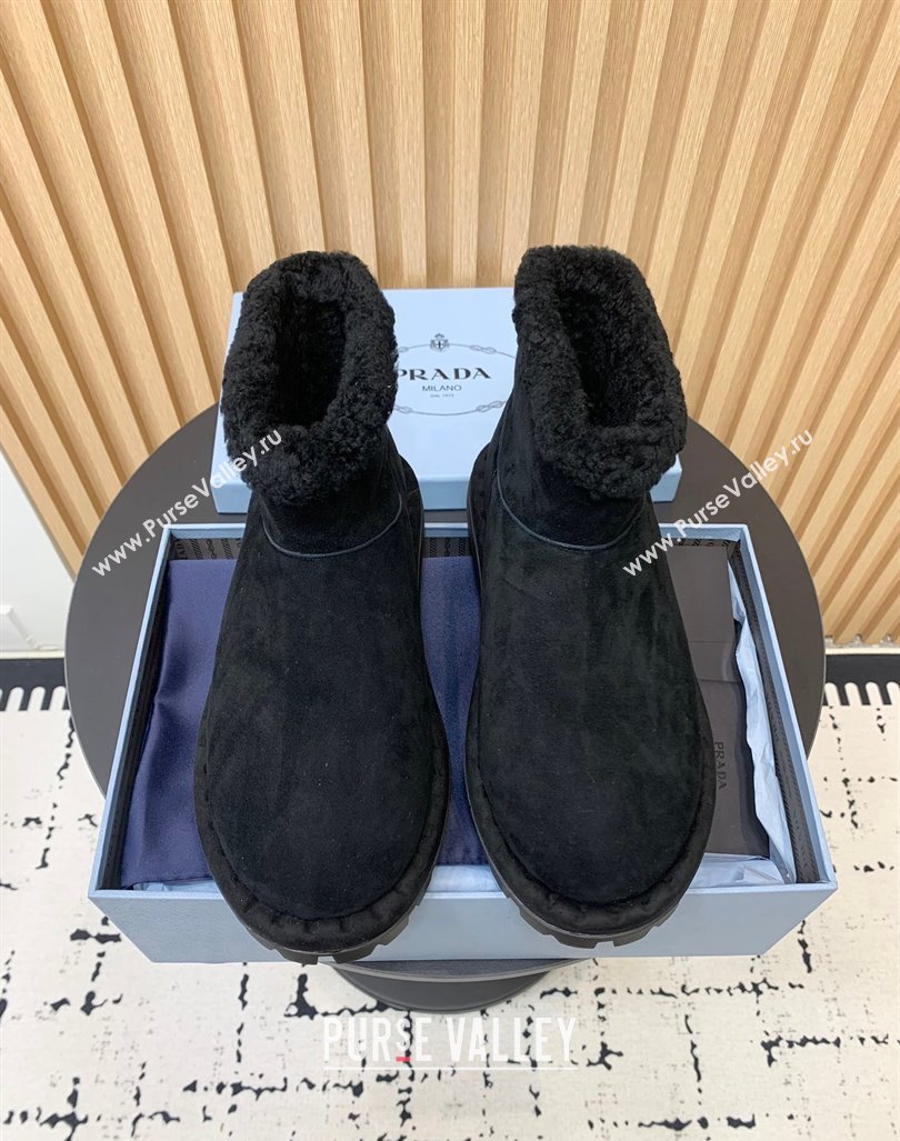 Prada Suede and Wool Snow Boots Black 2024 PR101105 (KER-241011098)