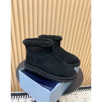 Prada Suede and Wool Snow Boots Black 2024 PR101105 (KER-241011098)