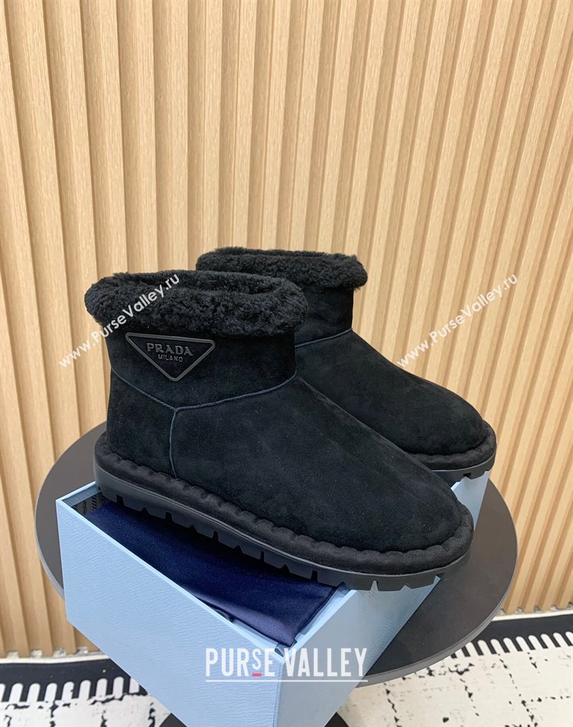 Prada Suede and Wool Snow Boots Black 2024 PR101105 (KER-241011098)