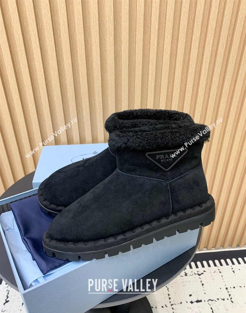 Prada Suede and Wool Snow Boots Black 2024 PR101105 (KER-241011098)