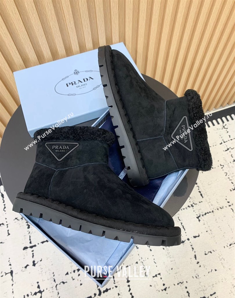 Prada Suede and Wool Snow Boots Black 2024 PR101105 (KER-241011098)